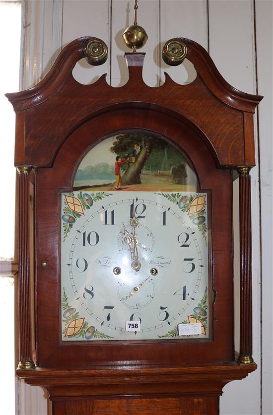 A Terry of Richmond oak  longcase  8 day clock